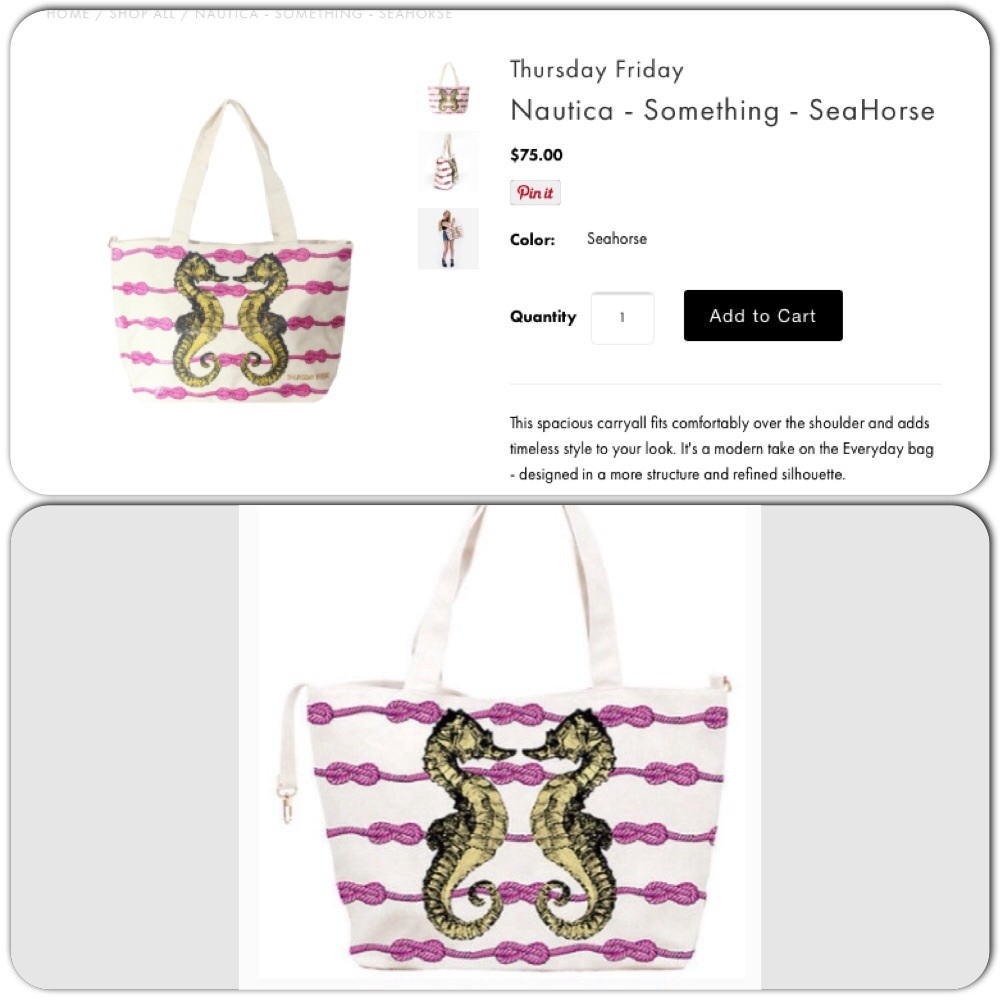Thursday-Friday Sea Horse Canvas Beach Tote - Picture 4 of 4
